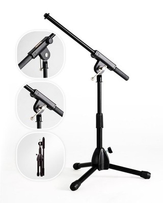 Low Profile Height Extending Foldable Tripod Mic Boom Stand Height Adjustable