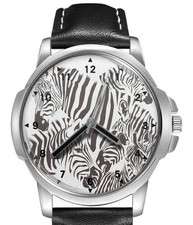 Zebra Kunst Lederarmband Big Ziffernblatt Geschenk Armbanduhr
