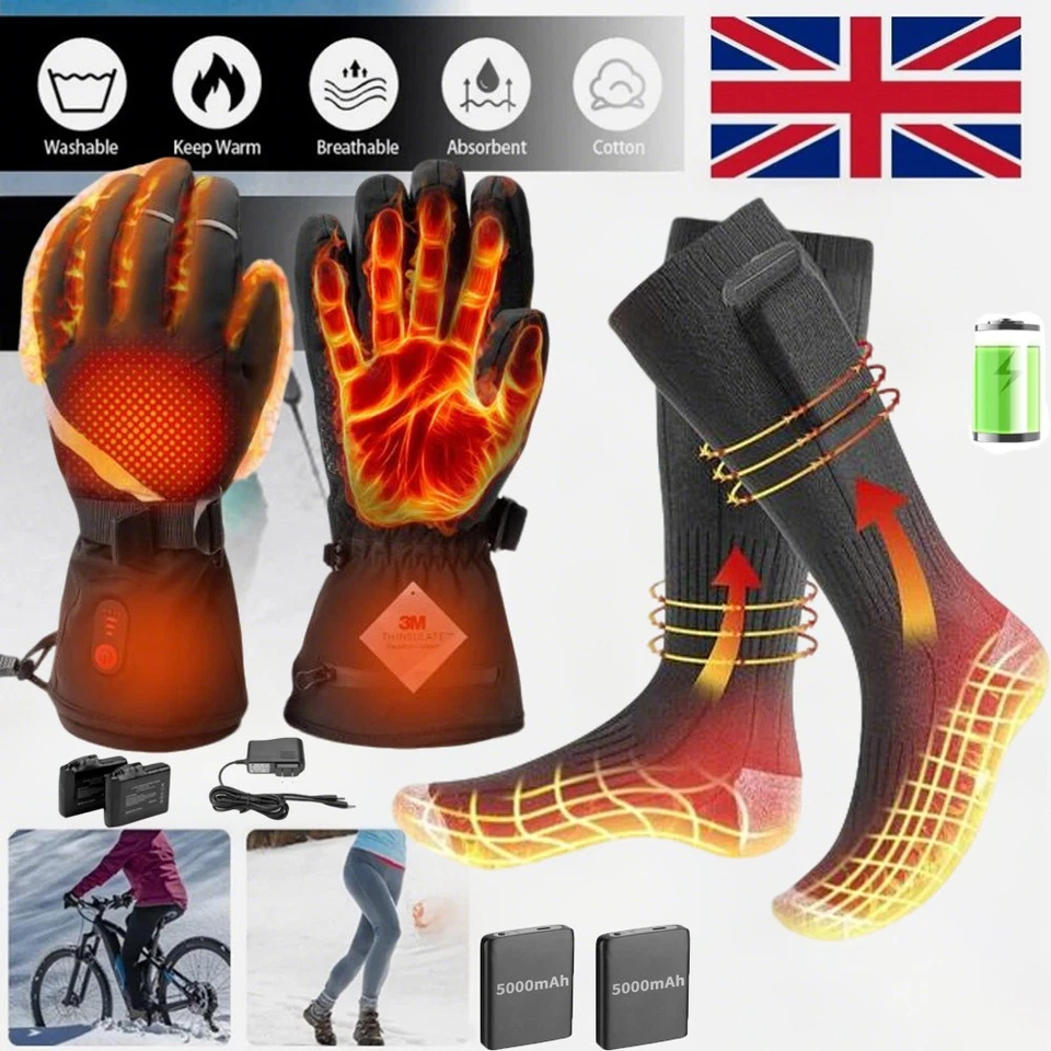 Electric Heated Socks Rechargeable and Rechargeable Battery Heated Gloves Warmer