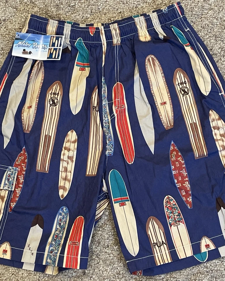 Vinatge NWT Reyn Spooner Water Prints Hawaiian Board Shorts Swim Trunks Medium - Image 3 of 4