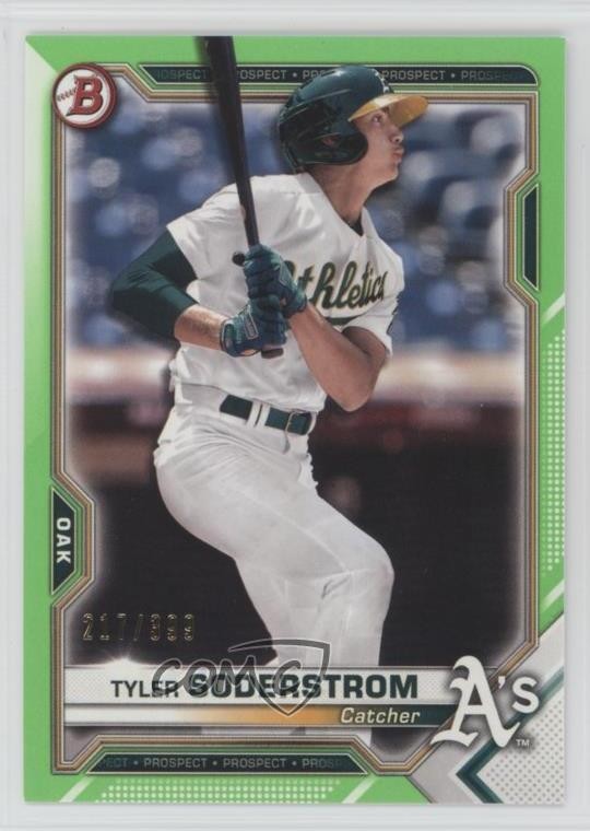 2021 Bowman Prospects Neon Green Border 217/399 Tyler Soderstrom #BP-51 1c2p