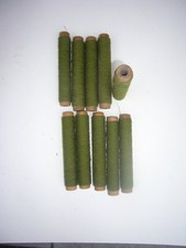 10 bobines de fil coton vert foncé filature mercerie usine déco support bois