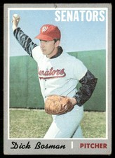 1970 Topps Dick Bosman (Ink On Back) Washington Senators #175