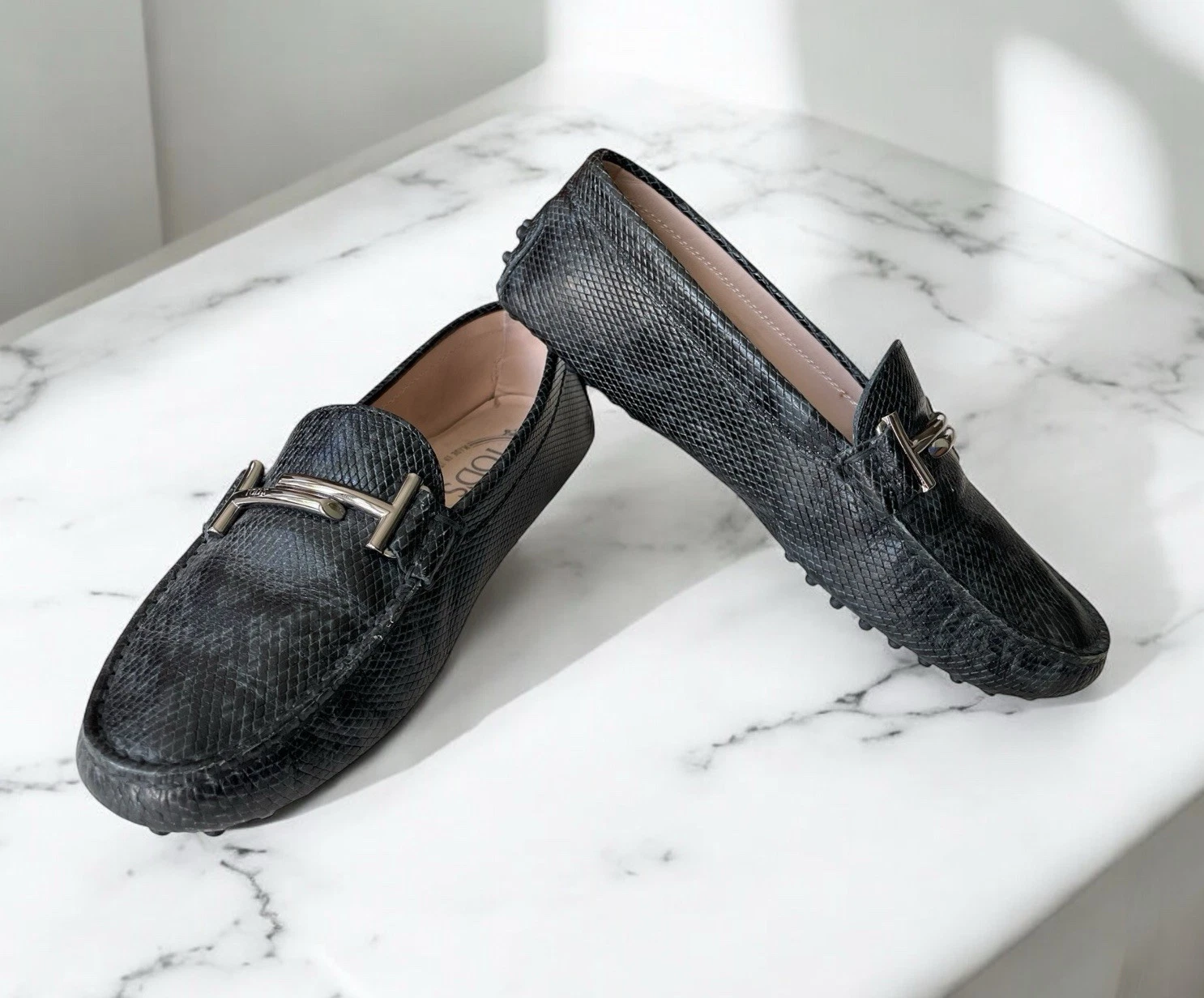 TOD’S Scarpe TOD'S Gommino Double T in pelle pitone serpente T Bar US 6 5 36 5 EU