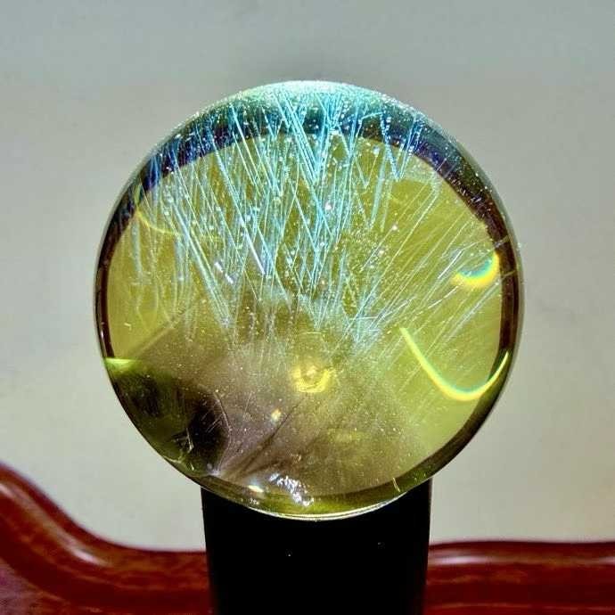 38mm Natural citrine sphere quartz Blue needle polished ball Reiki energy