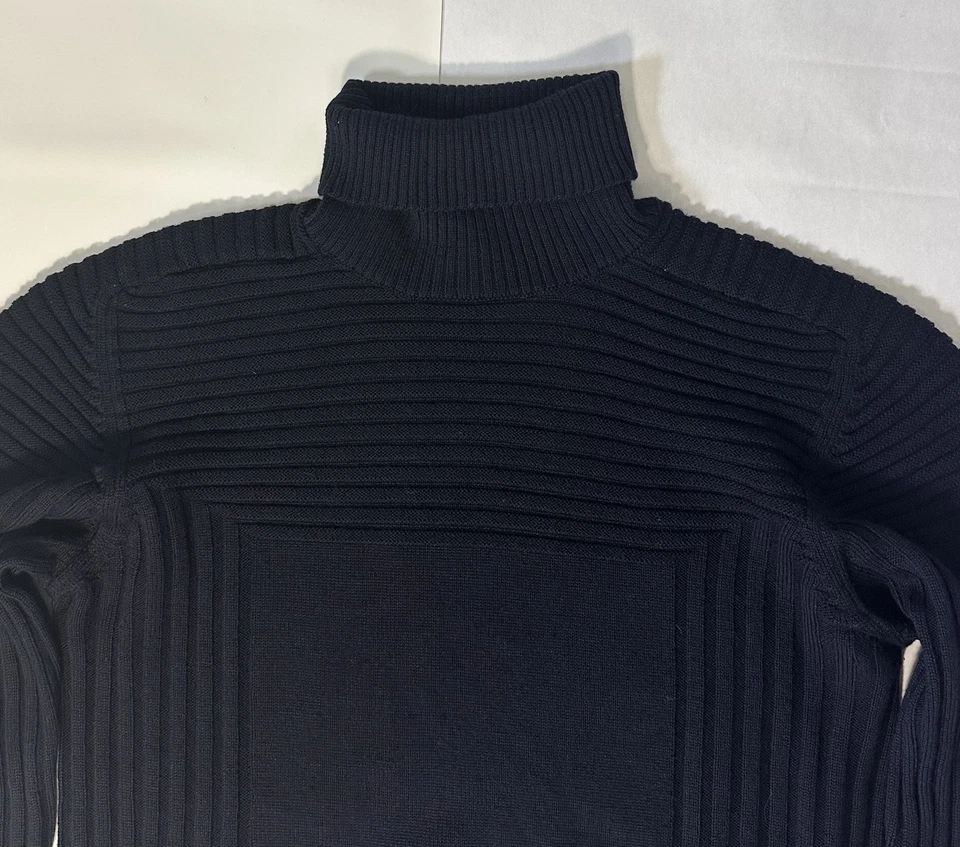 CoSTUME NATIONAL HOMME Men’s Wool Geometric Patterned Knit Turtleneck Black L  - Image 2 of 4