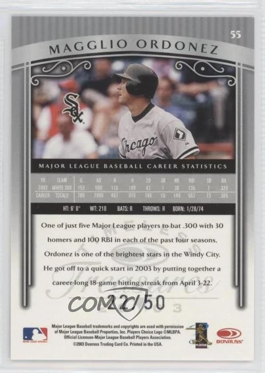 2003 Donruss Timeless Treasures Silver /50 Magglio Ordonez #55 - Image 2 of 2
