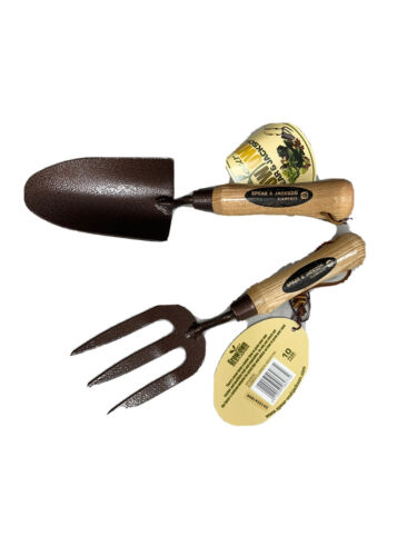 Spear & Jackson Hand Fork & Trowel Wooden Handle Carbon Steel Wooden Handle Set - Afbeelding 1 van 4