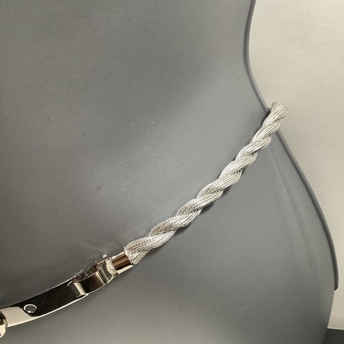 Silver Tone Twisted Rope Waist Belt 30-31" Adjustable - Picture 5 of 6