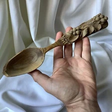 Antique Wood  Spoon Cake Grape Wine Fruit Food Handcarved Black Forest Kitchen