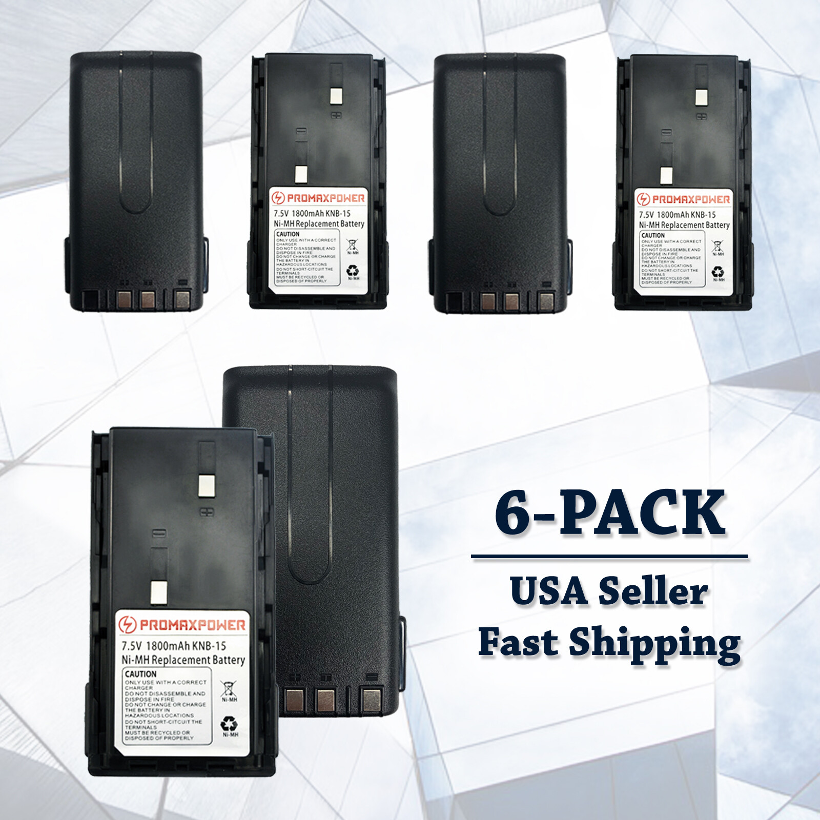 6x KNB14, KNB-15A Replacement Battery for Kenwood TK270G, TK3100 | 1800mAh Ni-Mh