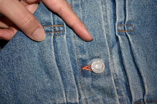 Vtg 1999 Levi's Red Tab Lot 53 Selvedge Denim Pleated Jean Jacket Womens M 10/12 - Picture 9 of 10