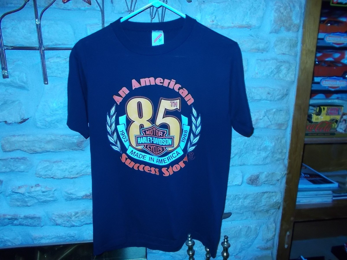 Vtg 80's HARLEY DAVIDSON 85th Anniversary Black T Shirt m 38-40 | eBay