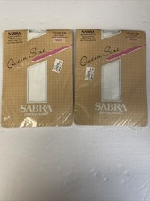 Sabra Women's Queen Size 1X-2X White Reinforced Panty And Toe Pantyhose NOS