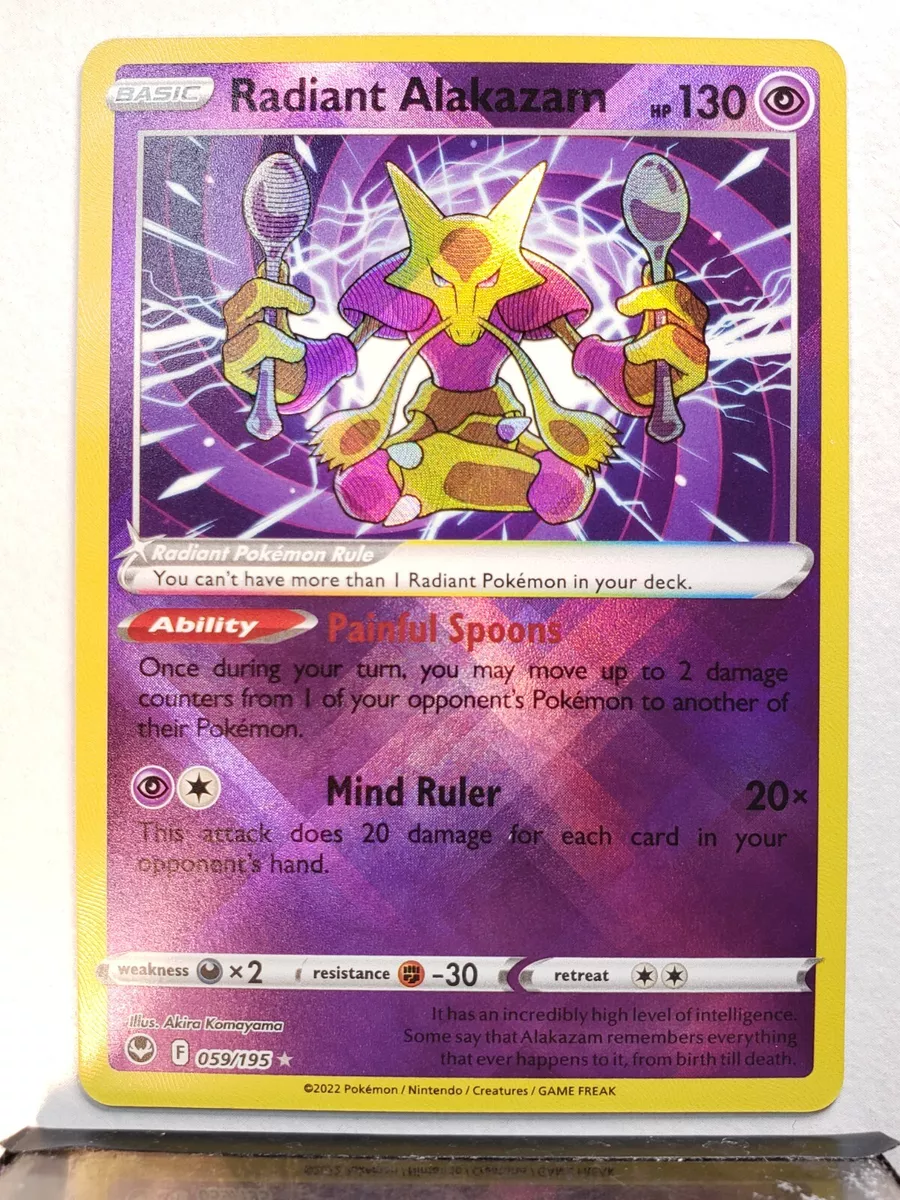 Radiant Alakazam Silver Tempest 059/195 Pokemon TCG Card in 2023