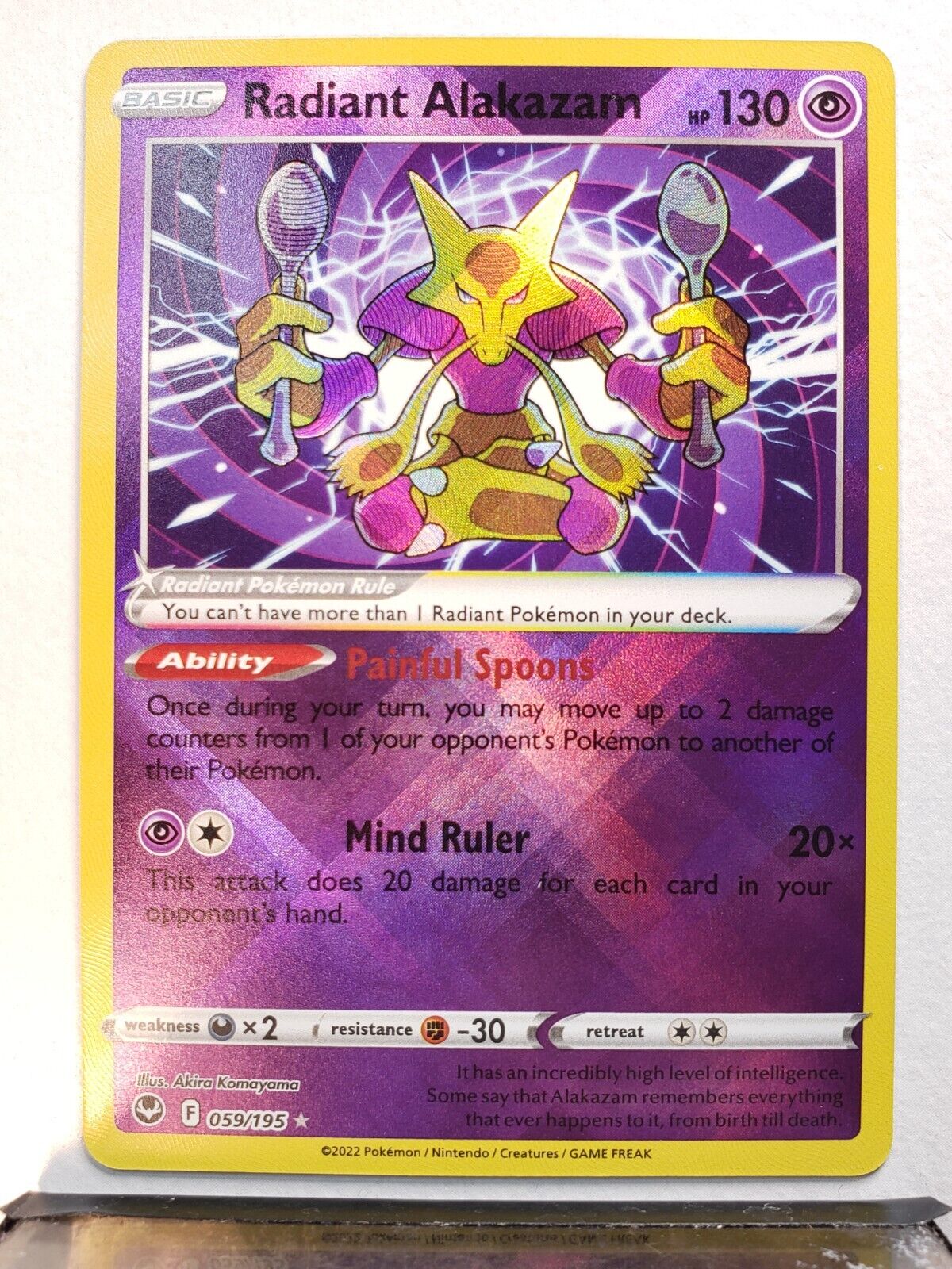 Radiant Alakazam - 059/195 Silver Tempest SHINY Holo Rare Pokemon