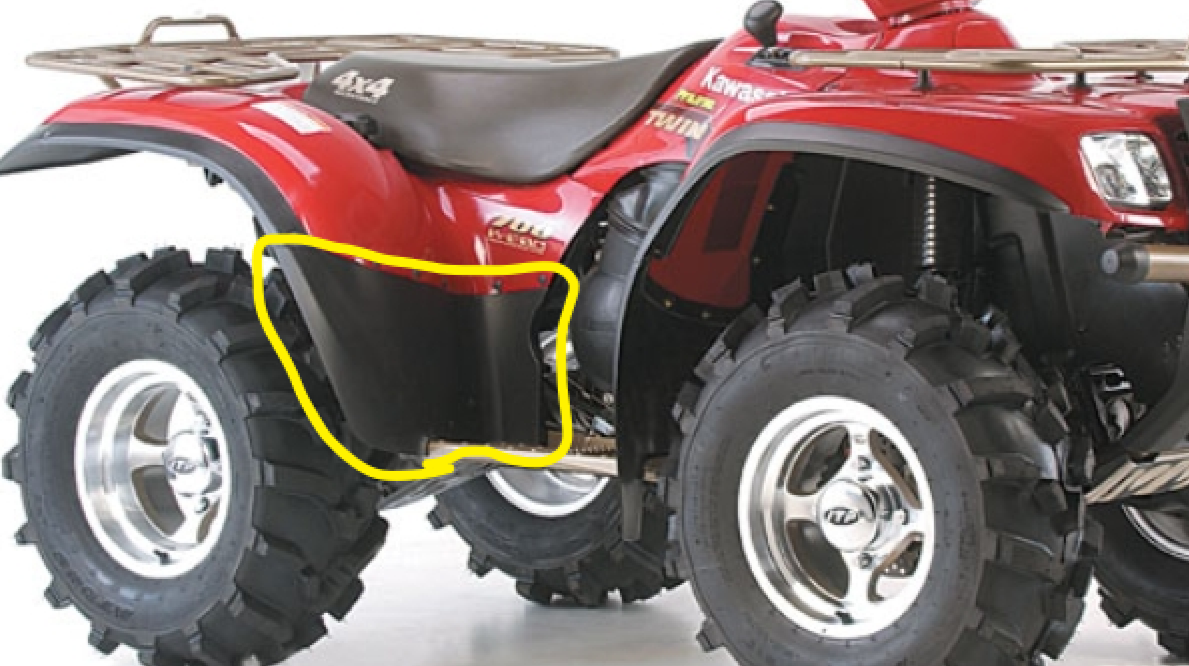 KAWASAKI PRAIRIE 650, 700 REAR FENDER RIGHT FLOORBOARD MUD GUARD