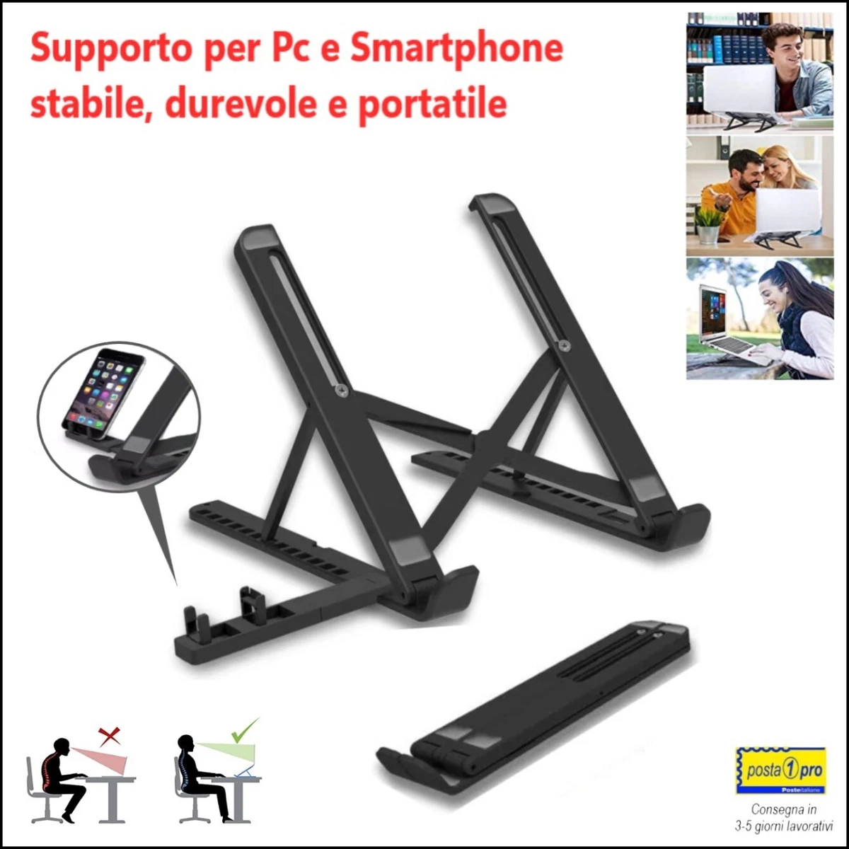 PFLYPF Supporto per coputer portatile 2 pezzi, pieghevole, adesivo