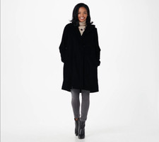 The Muses Closet Velvet Snap Front Coat-black-small A389667 New