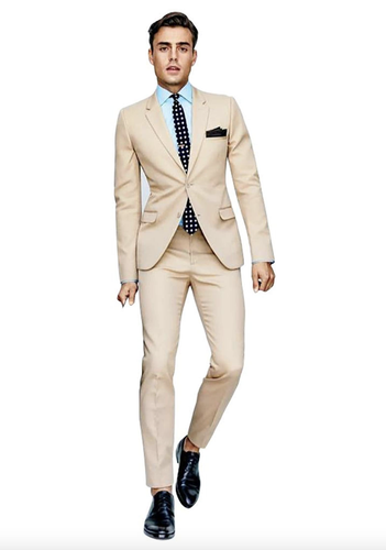 Men 2 Piece Beige Suit Slim Fit 