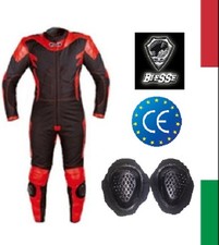 TUTA MOTO PITBIKE INTERA PELLE TESSUTO CON GOBBA PROTEZIONI CE BIESSE