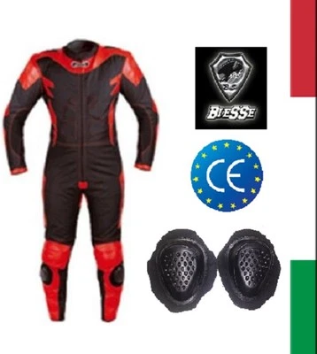 BI ESSE TUTA MOTO PITBIKE INTERA PELLE TESSUTO CON GOBBA SAPONETTE PROTEZIONI CE BIESSE