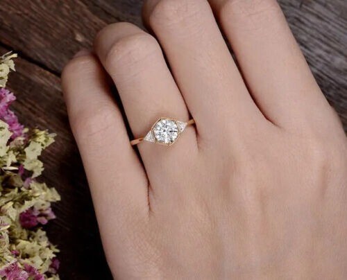 3.60 Ct Round Cut White Diamond Lab-Created Wedding Ring 14K Rose Gold Finish - Picture 5 of 7