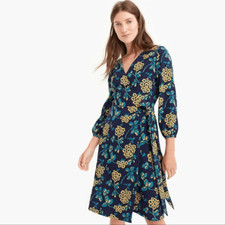 J Crew Golden Floral Wrap Dress in 365 Crepe Size 4