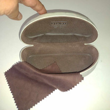 COACH White Clam Shell Signature Sunglass Case Embossed Logo Good Condition