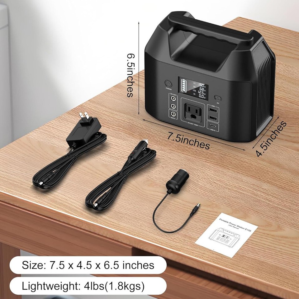 New 150W Portable Power Station LiFePO4 Battery Charger Camping AC DC ...