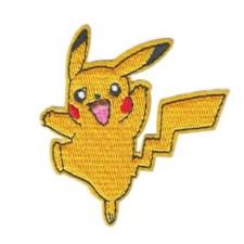 HAPPY PIKACHU IRON ON PATCH 2.75" Dancing Pokemon Yellow Embroidered Applique