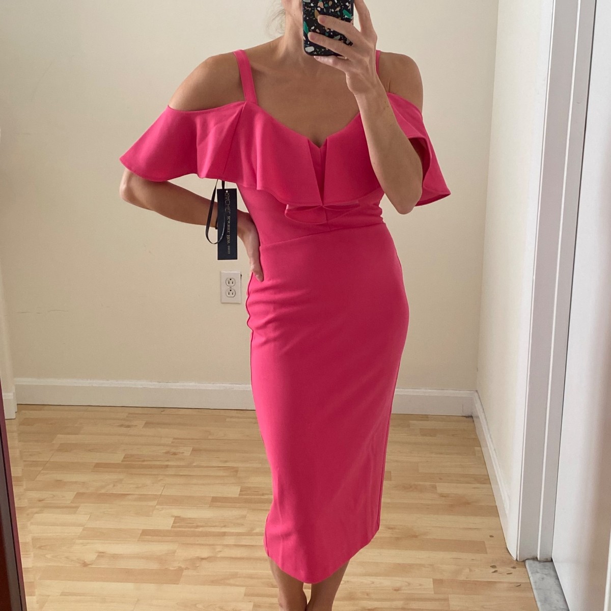 hot pink cold shoulder dress NWT Rachel Roy Hot Pink Cold Shoulder Ruffe Sheath Dress Sz XSmall