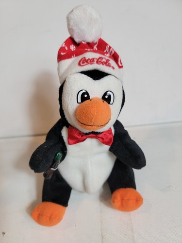 Coca-Cola COKE PENGUIN WITH HAT 6" Bean Bag Stuffed Toy Animal 1997 Vintage VTG