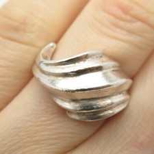 925 Sterling Silver Vintage Wavy Ribbed Ring Size 6 1/4