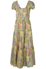 LOVESHACKFANCY MULTICOLOURED FLORAL PRINT COTTON BLEND MAXI DRESS SMALL