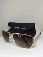AUTHENTIC NEOSTYLE NAUTIC ELVIS PRESLEY SUNGLASS C. GOLD w/ BROWN GRADIENT 58mm