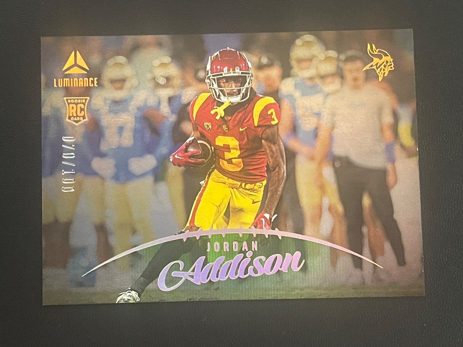 2023 Luminance JORDAN ADDISON RC Green /100 Vikings Rookie Horizontal #182
