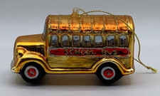 NIB Blown Glass Christmas Tree Ornament Vintage School Bus