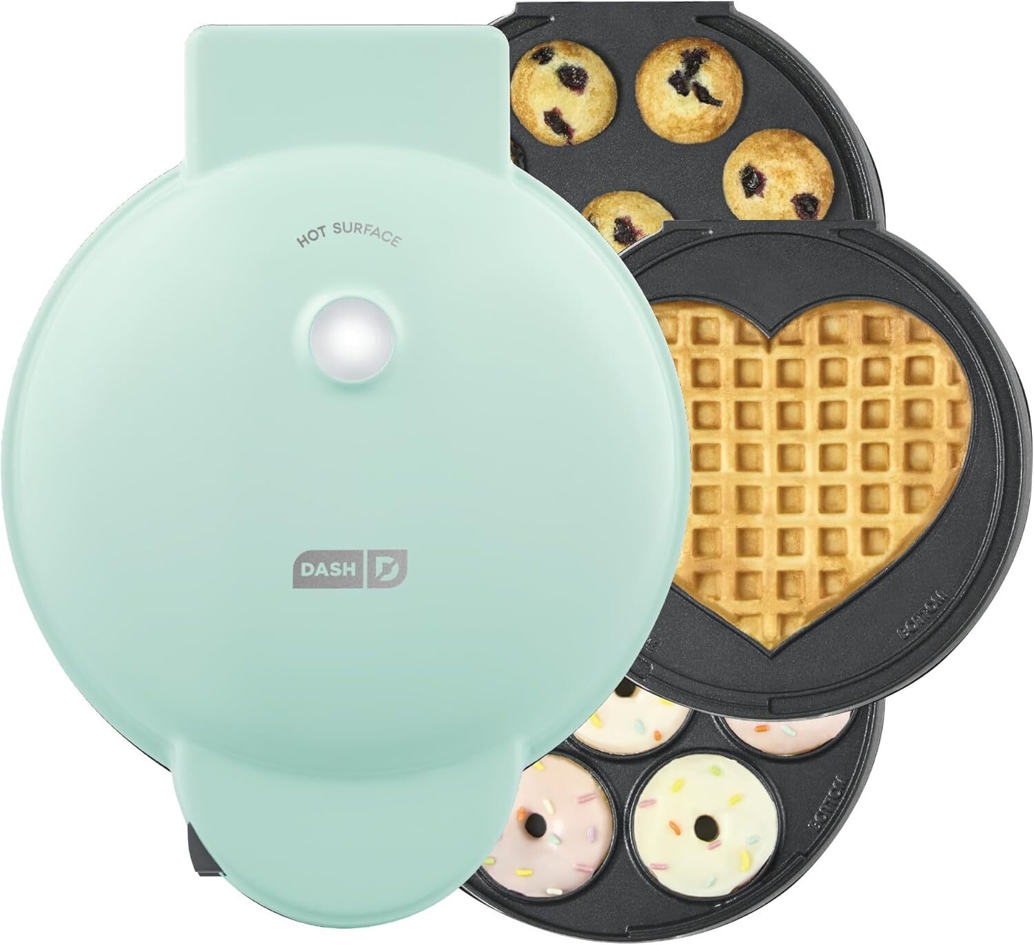 MultiMaker Treat Maker System, Mini Donuts, Heart Shaped Waffle, Aqua