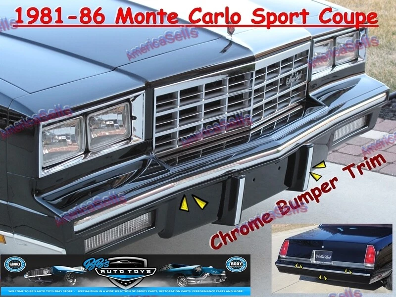 81 82 83 84 85 86 CHEVY MONTE CARLO SPORT COUPE CHROME BUMPER TRIM