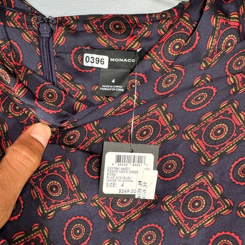 Club Monaco Damenkleid mit drapiertem Ausschnitt Größe 4 blau gefüttert drapiert vorne Überzug $ 269 - Bild 9 von 10