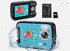 ISHARE Underwater Camera,4K 48MP 17FT Waterproof Camera for Snorkeling,Dual Auto