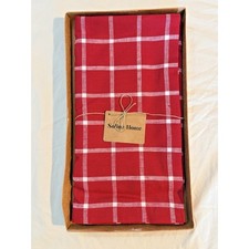 Solino Home Red Windowpane Check 100 Linen Tablecloth / Table Throw 53x53