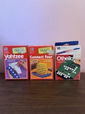 Vintage Milton Bradley Travel Games 1989 Yahtzee Connect Four Othello Complete