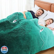 RUJIPO Heated Electric Blanket Queen–Faux Fur with Soft Thick SherpaWarm Wint