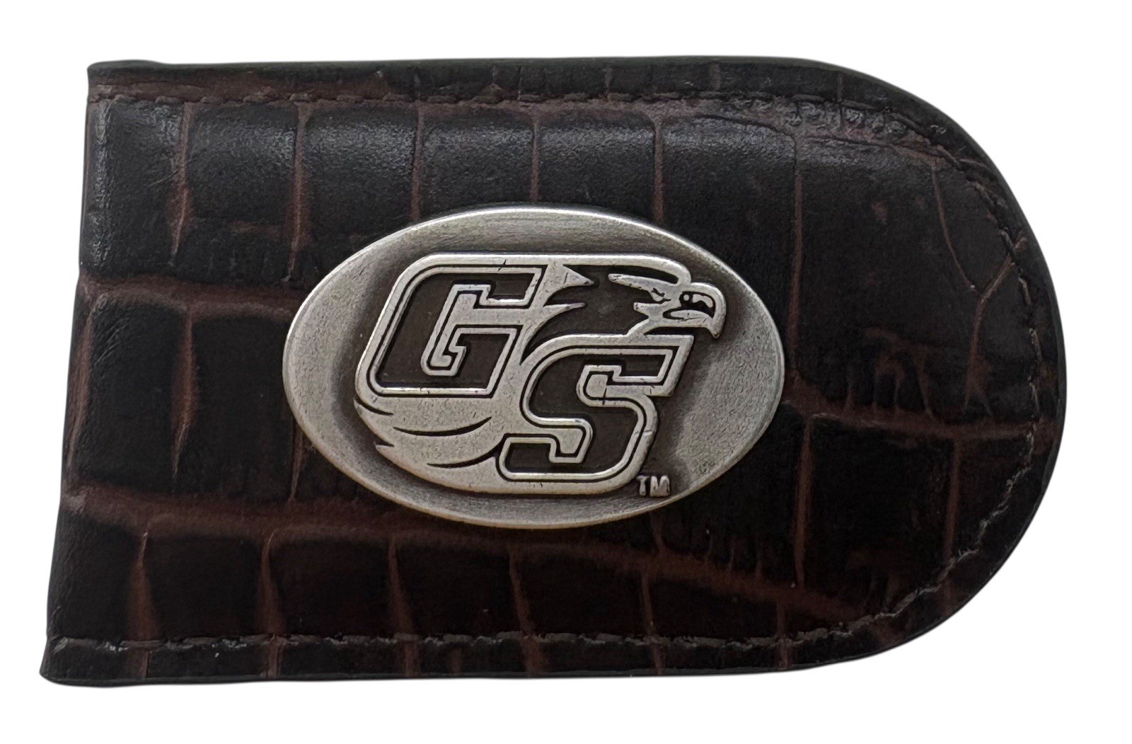 Georgia Southern Eagles Genuine Leather Money Clip in Brown-Enmon-New in Tin