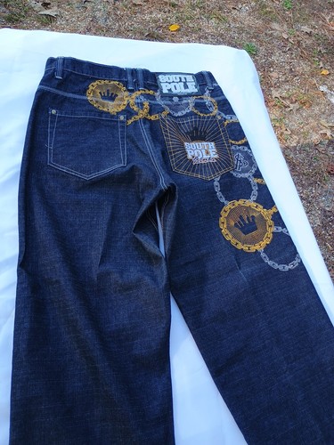 MINT Vintage Y2K Southpole Jeans GRAIL CHAINS 36x30 Embroidered Baggy Denim RARE