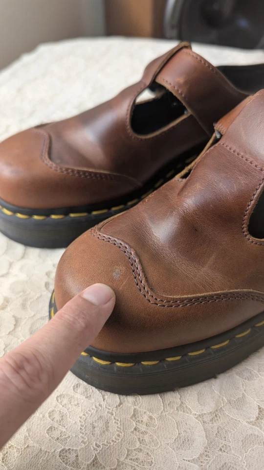 Vintage Dr. Martens 2A87 Brown Slip-On Single Strap T-Bar Mary Janes  Size US 5 - Image 2 of 4