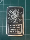 JM Republic National Bank Of New York 1 Oz .999 Silver Bar Serial # 003783 Low #