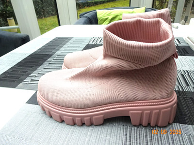 Stiefeletten Damen aus Textilmaterial in rosa Gr. 39 von Cucco mit Plateausohle